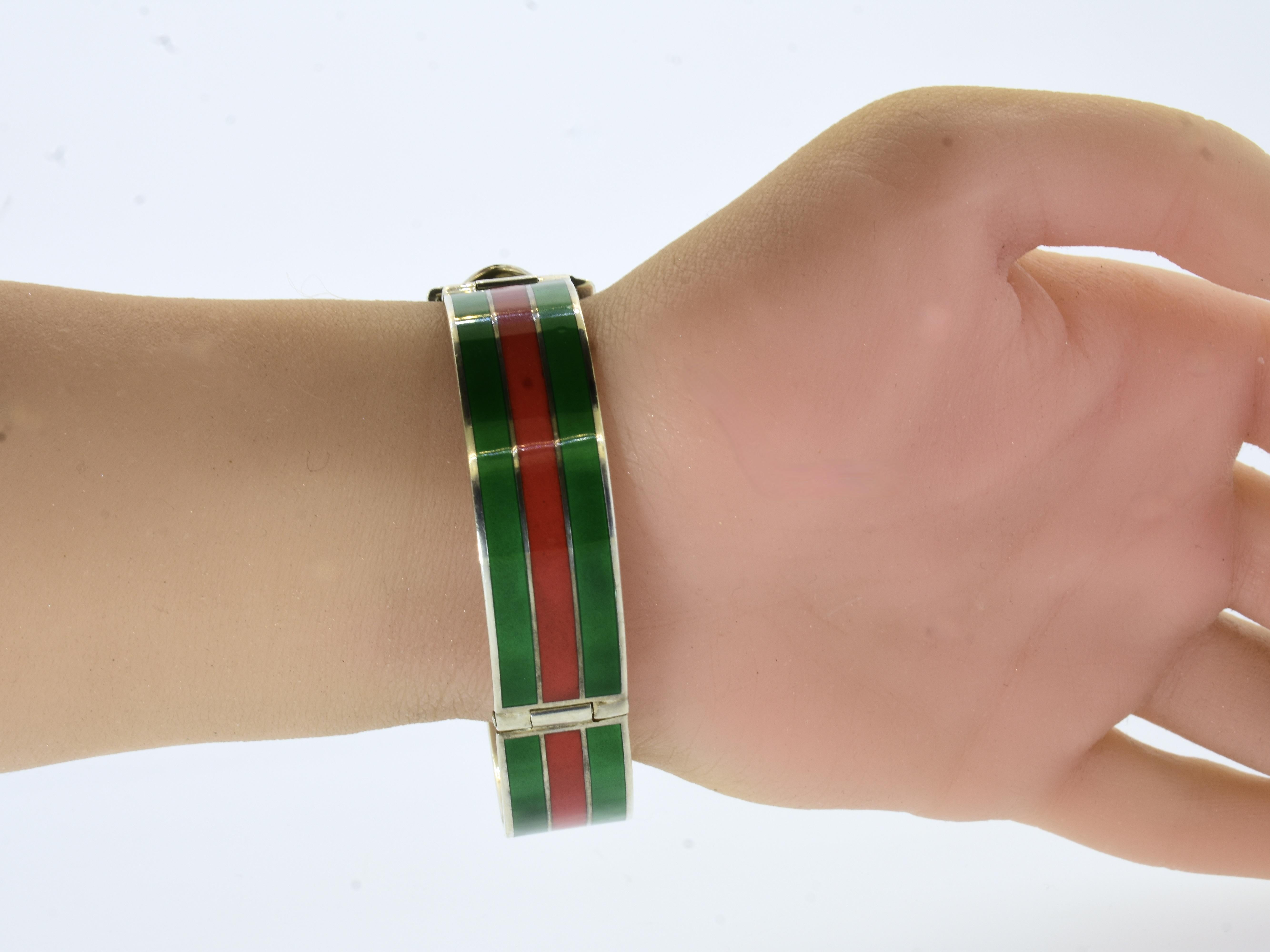 Contemporary Gucci Sterling Silver Enamel Vintage Bracelet, c. 1970