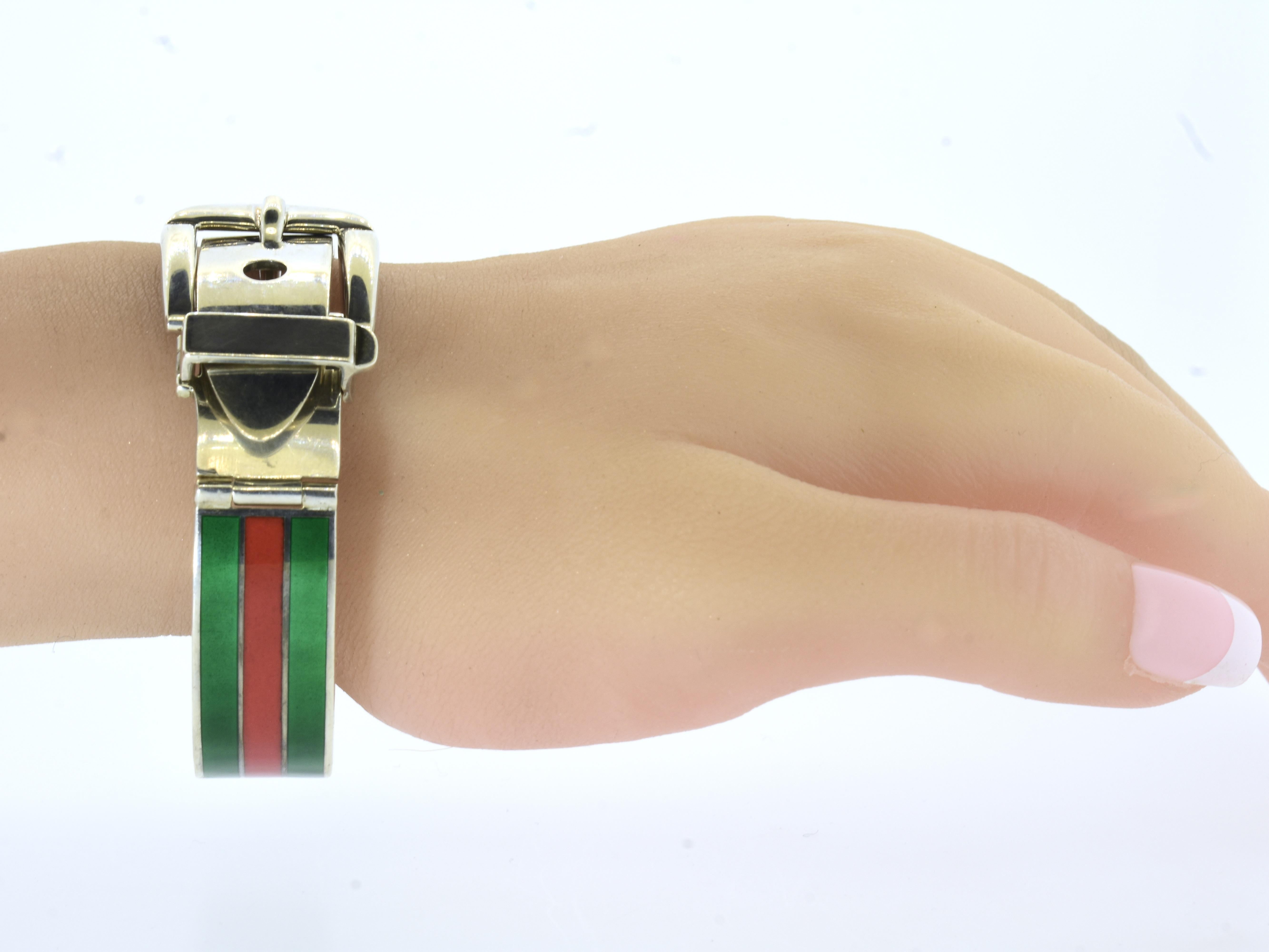 Gucci Sterling Silver Enamel Vintage Bracelet, c. 1970 1