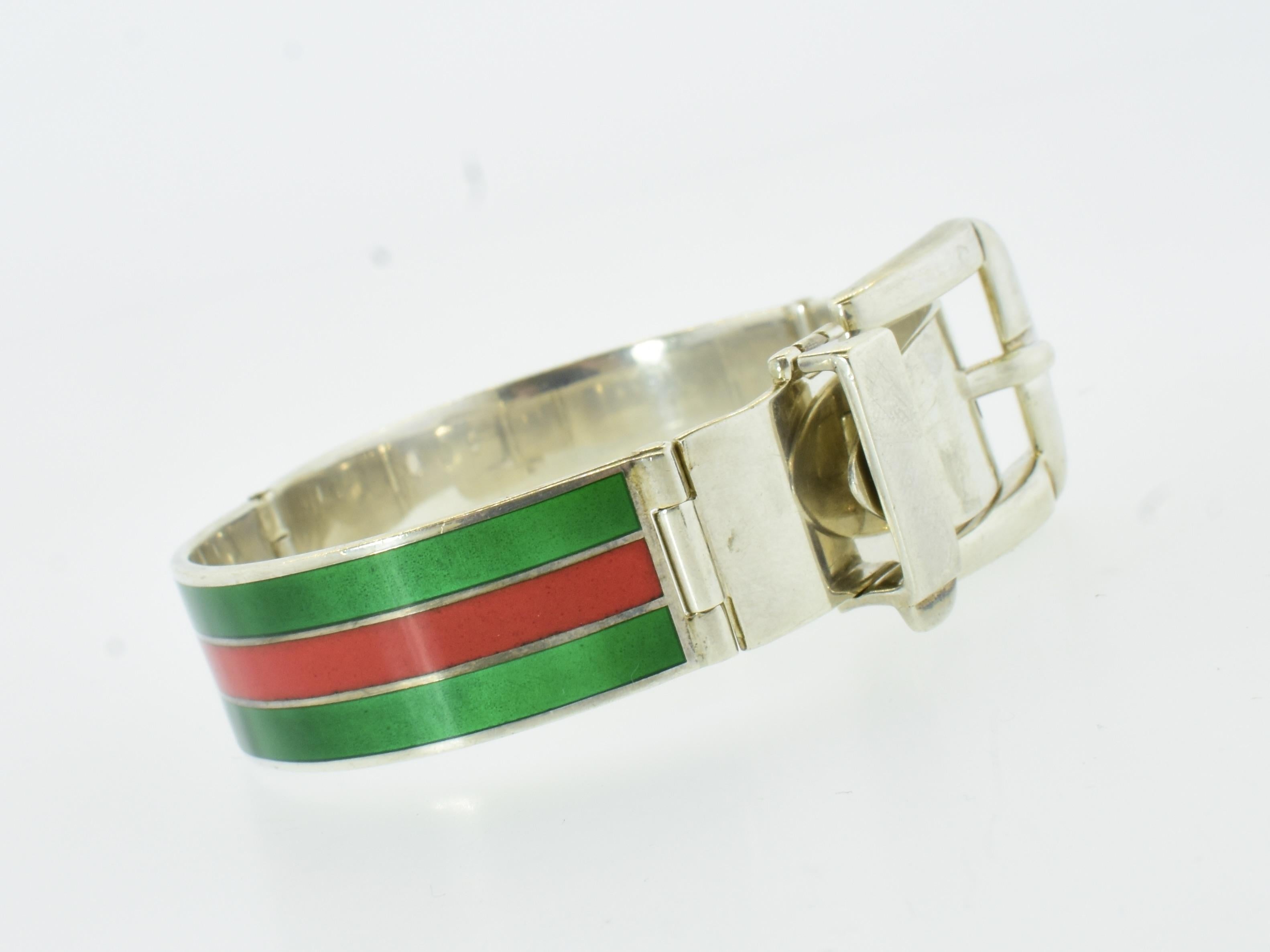 Gucci Sterling Silver Enamel Vintage Bracelet, c. 1970 3