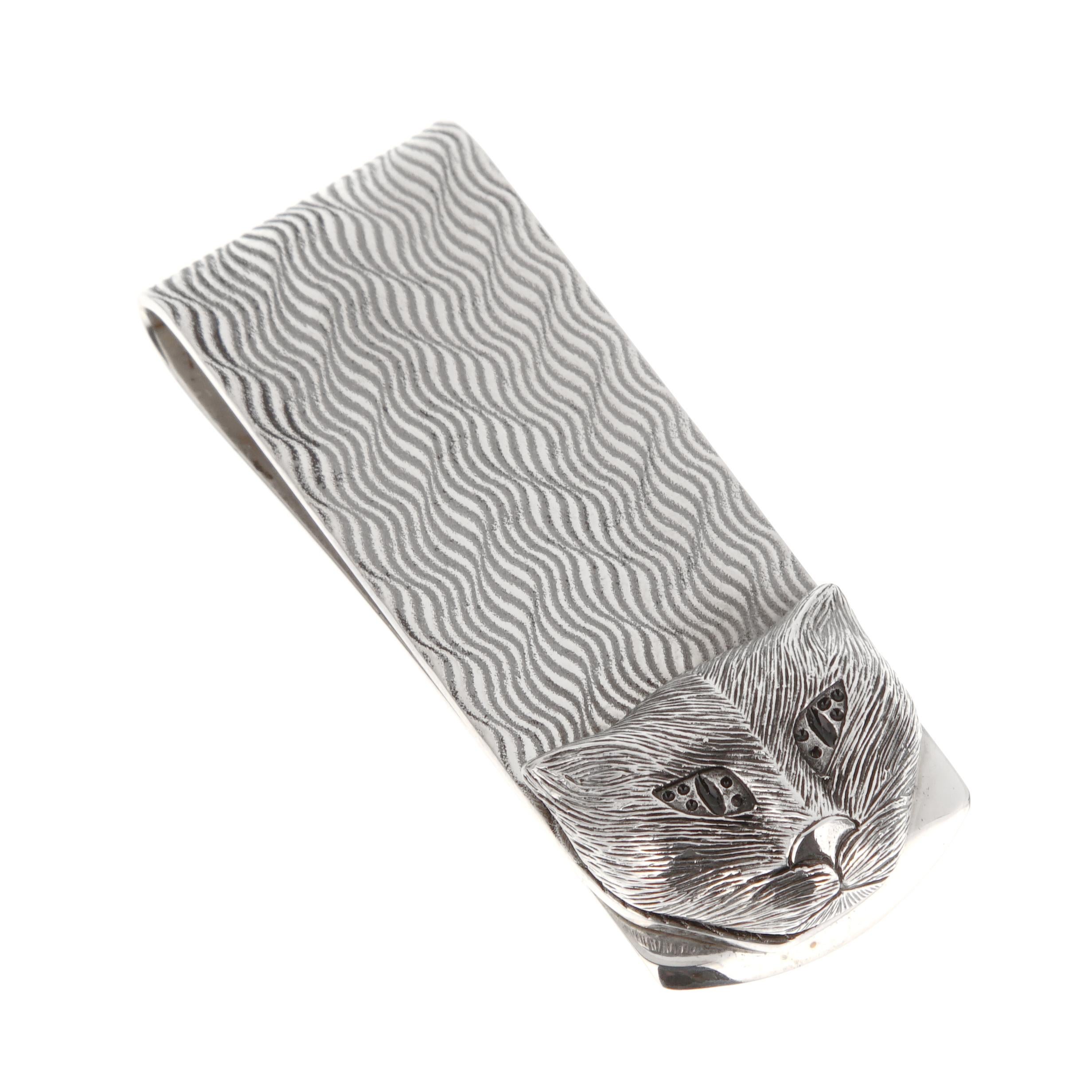 Gucci Sterling Silber Feline Katze Geldklammer für Damen oder Herren im Angebot