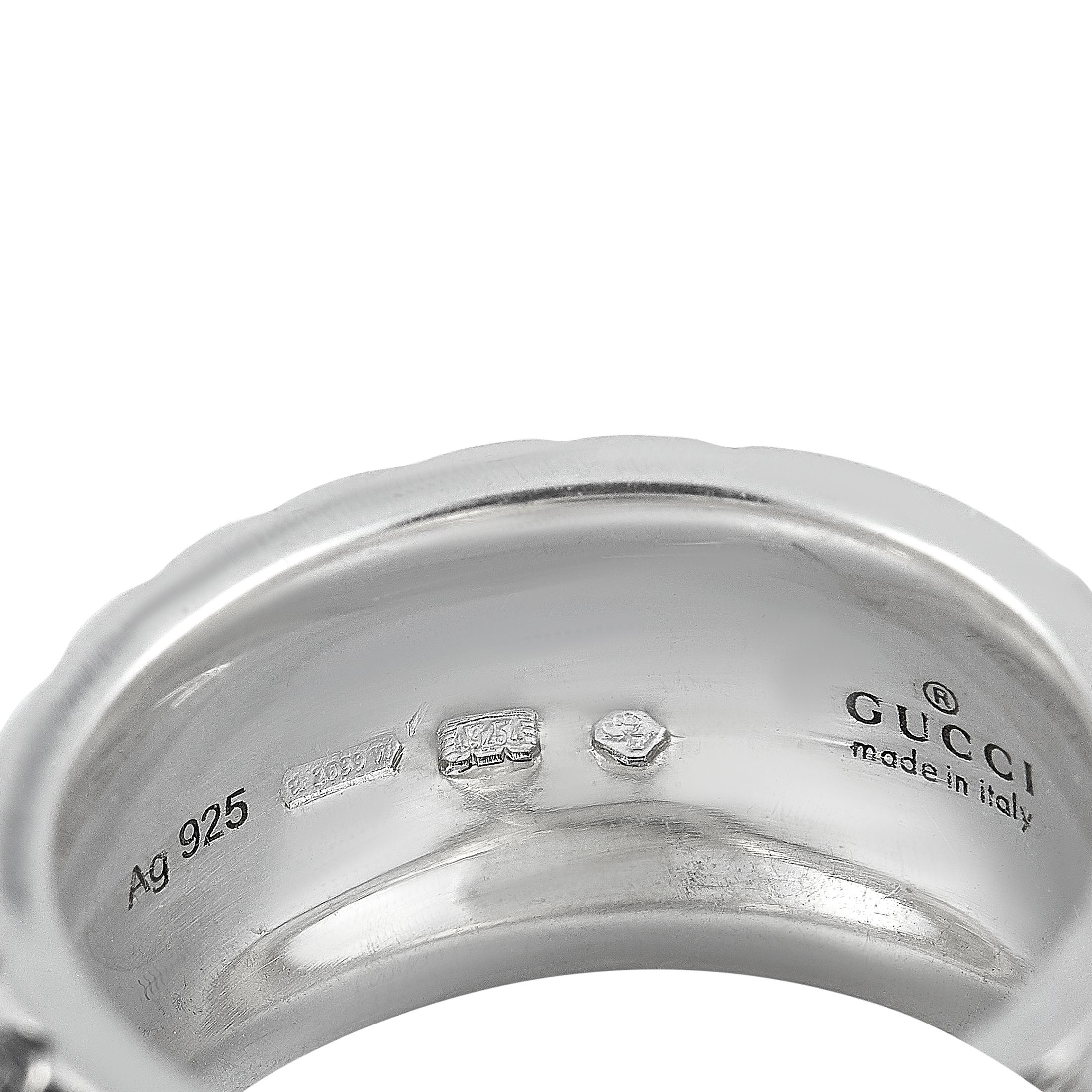 Gucci Sterling Silver Feline Head Motif Ring