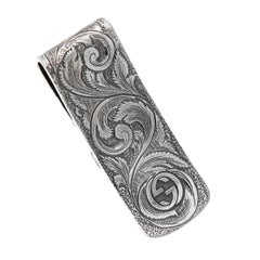 Gucci Sterling Silver Feline Money Clip With Purple Zircon Eyes