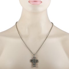 Gucci Sterling Silver G-Cube Cross Necklace