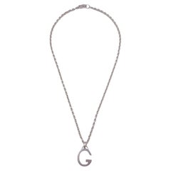 Gucci Sterling Silver G Letter Pendant Unisex Chain Necklace