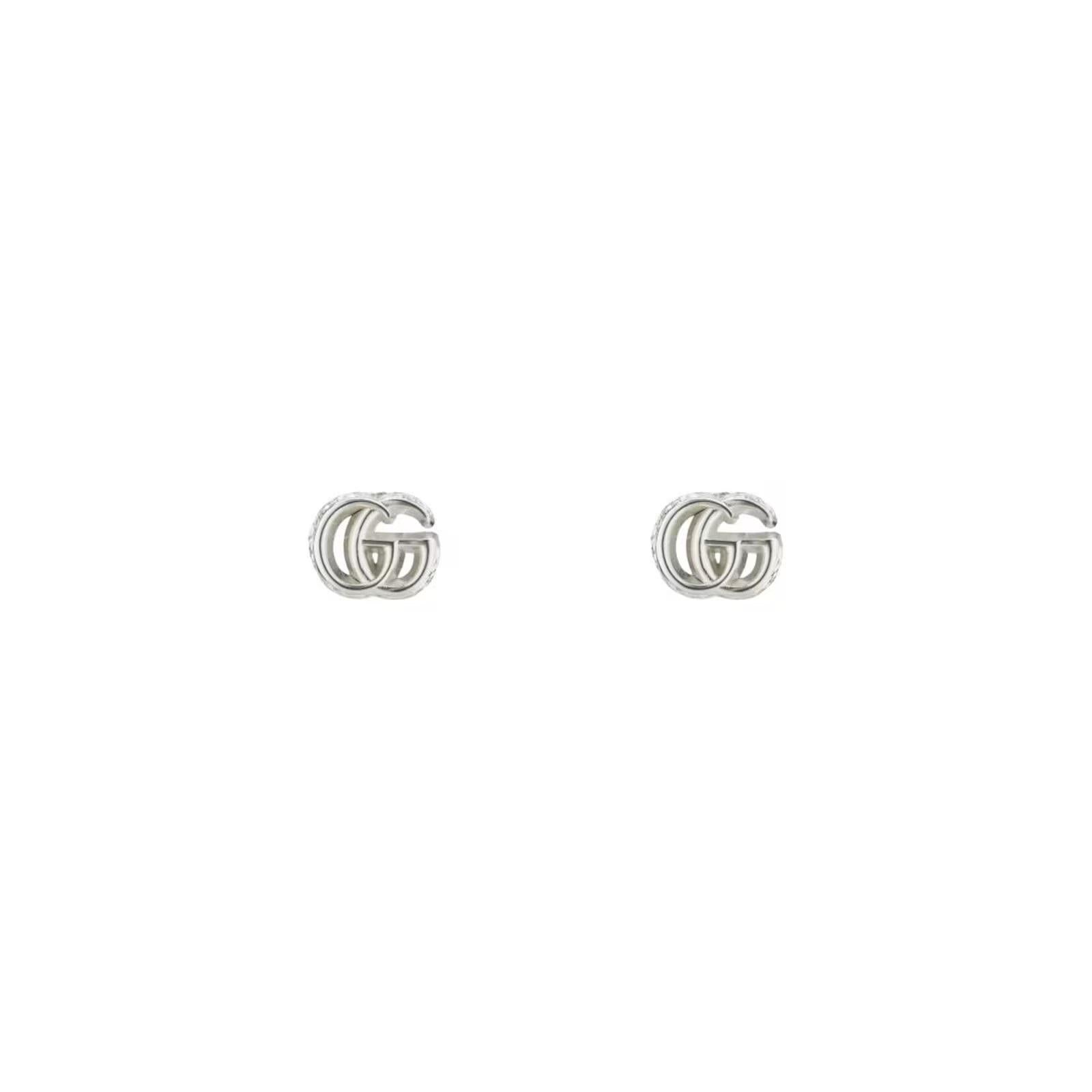 Gucci Sterling Silver GG Marmont Logo Earrings YBD770758001 In New Condition For Sale In Wilmington, DE