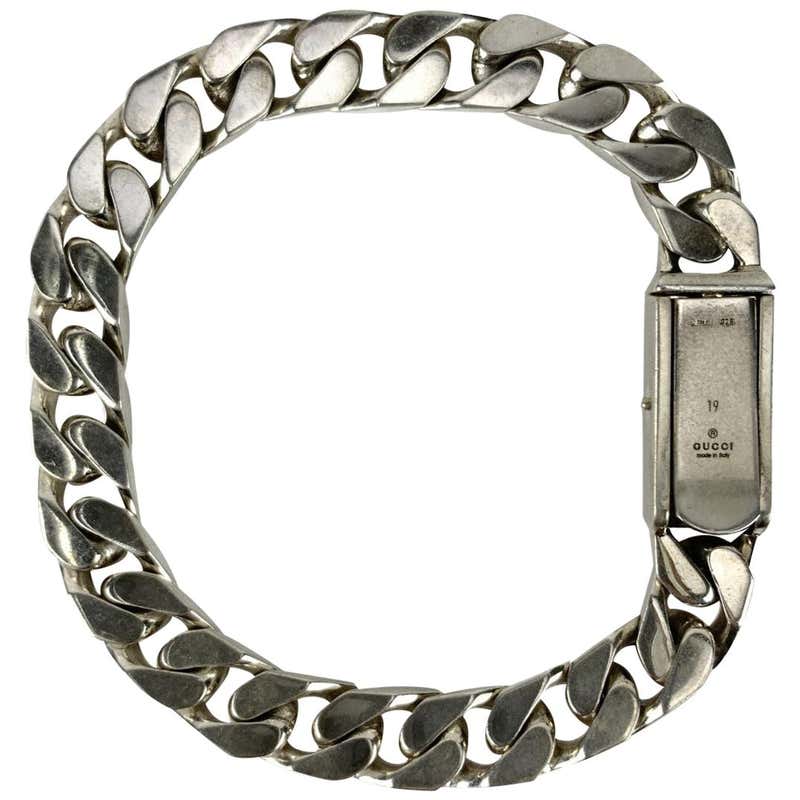 Gucci Sterling Silver Gourmette Chain Unisex Bracelet For Sale at 1stDibs