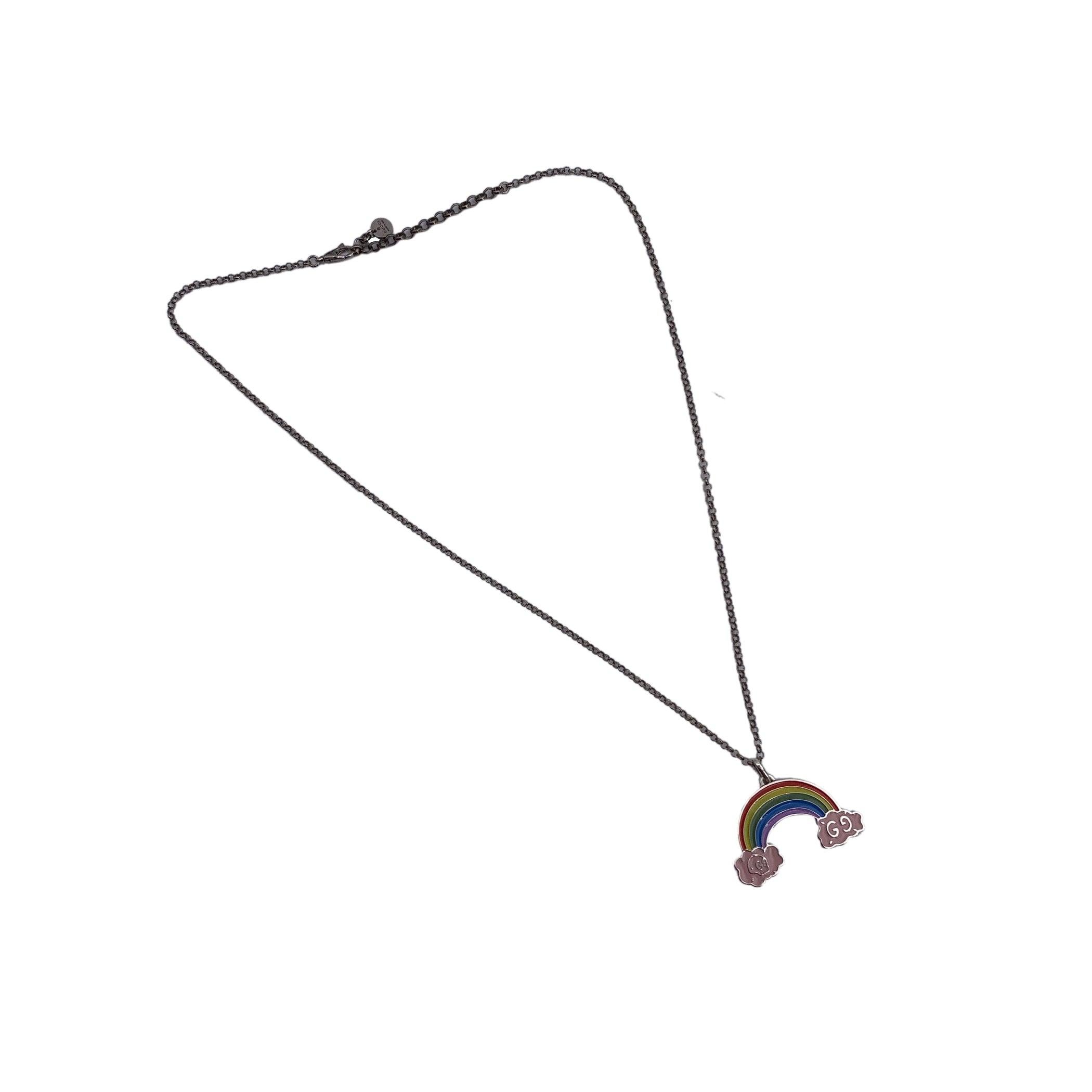 Women's or Men's Gucci Sterling Silver GucciGhost Rainbow Pendant Necklace For Sale