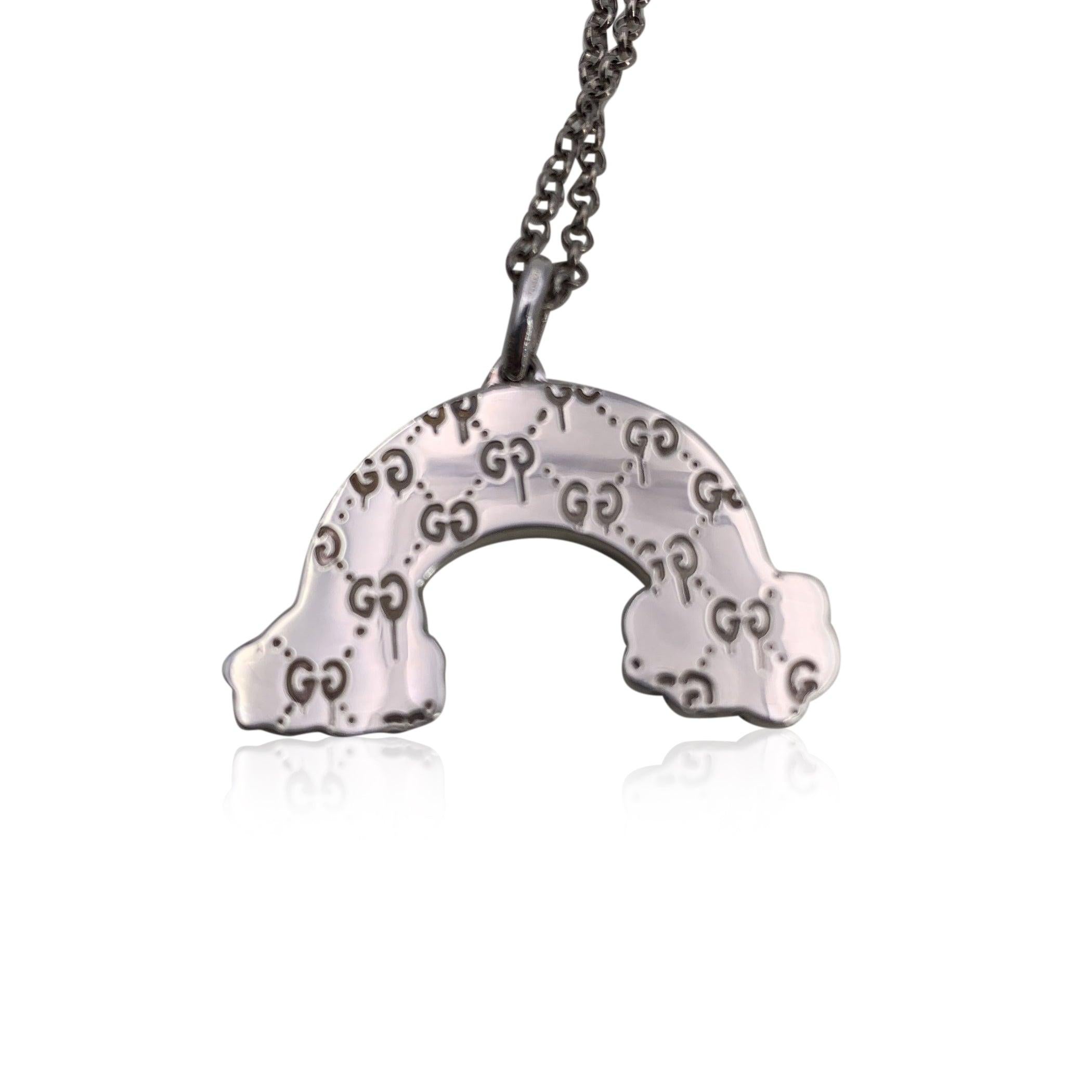 Gucci Sterling Silver GucciGhost Rainbow Pendant Necklace For Sale 1