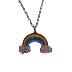 Collar con colgante GucciGhost Rainbow de plata de ley