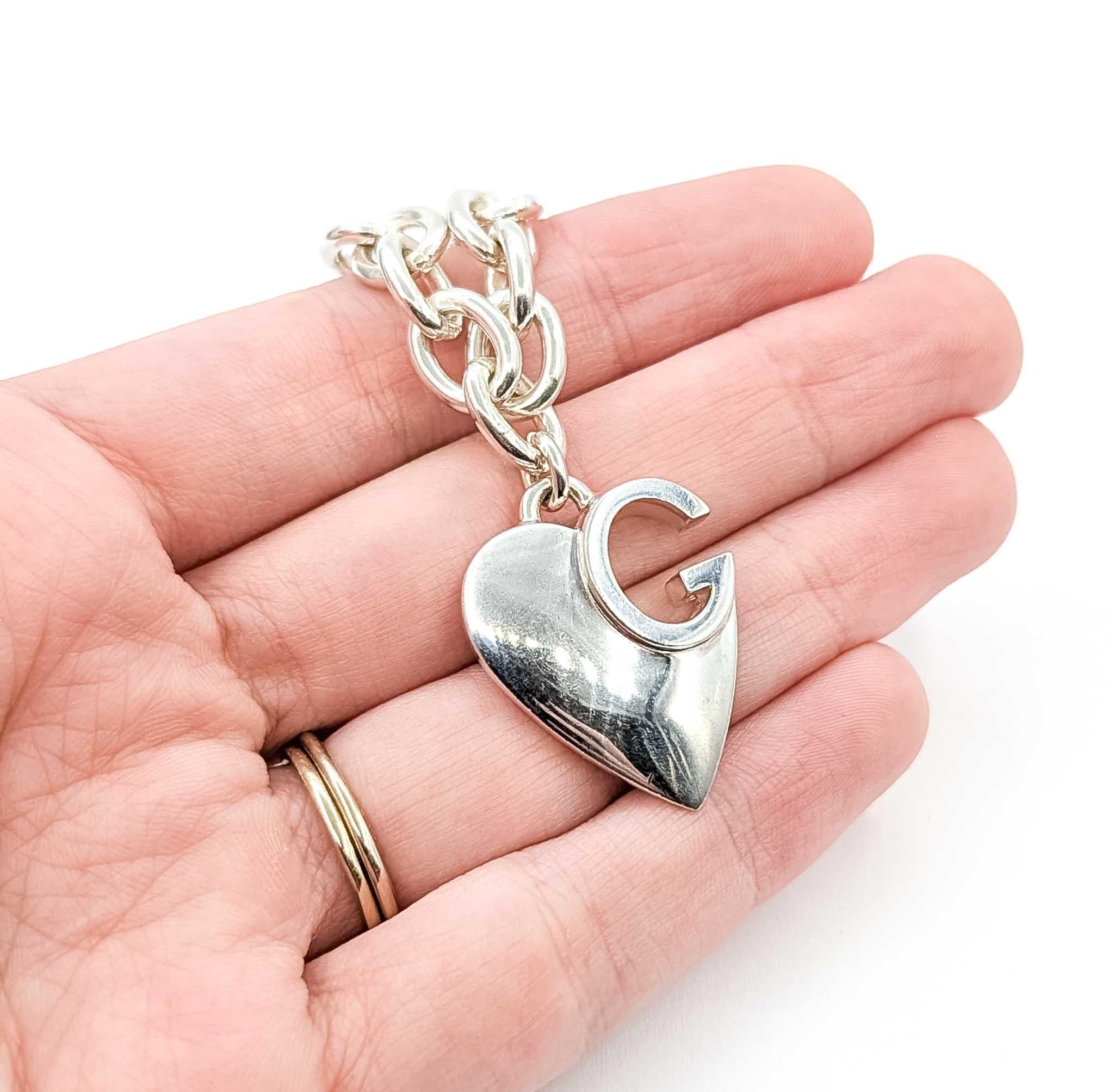Donna Bracciale A Link con Charm a forma di cuore in argento 925 di Gucci in vendita