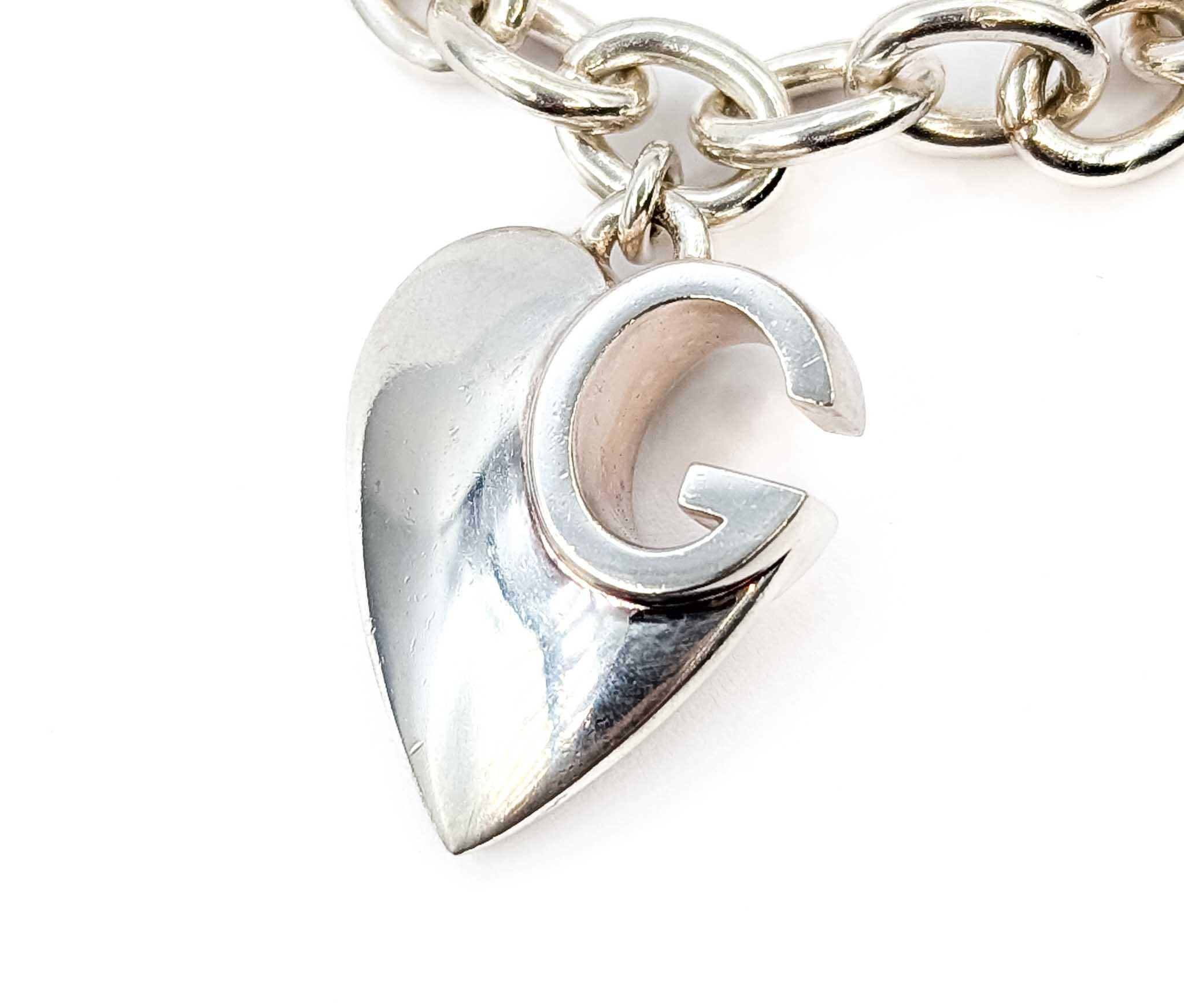 Bracciale A Link con Charm a forma di cuore in argento 925 di Gucci in vendita 1