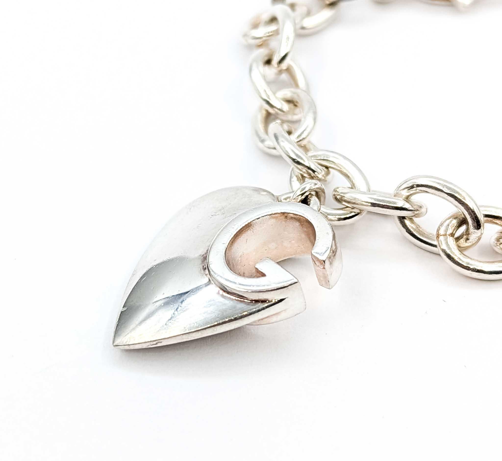 Bracciale A Link con Charm a forma di cuore in argento 925 di Gucci in vendita 2