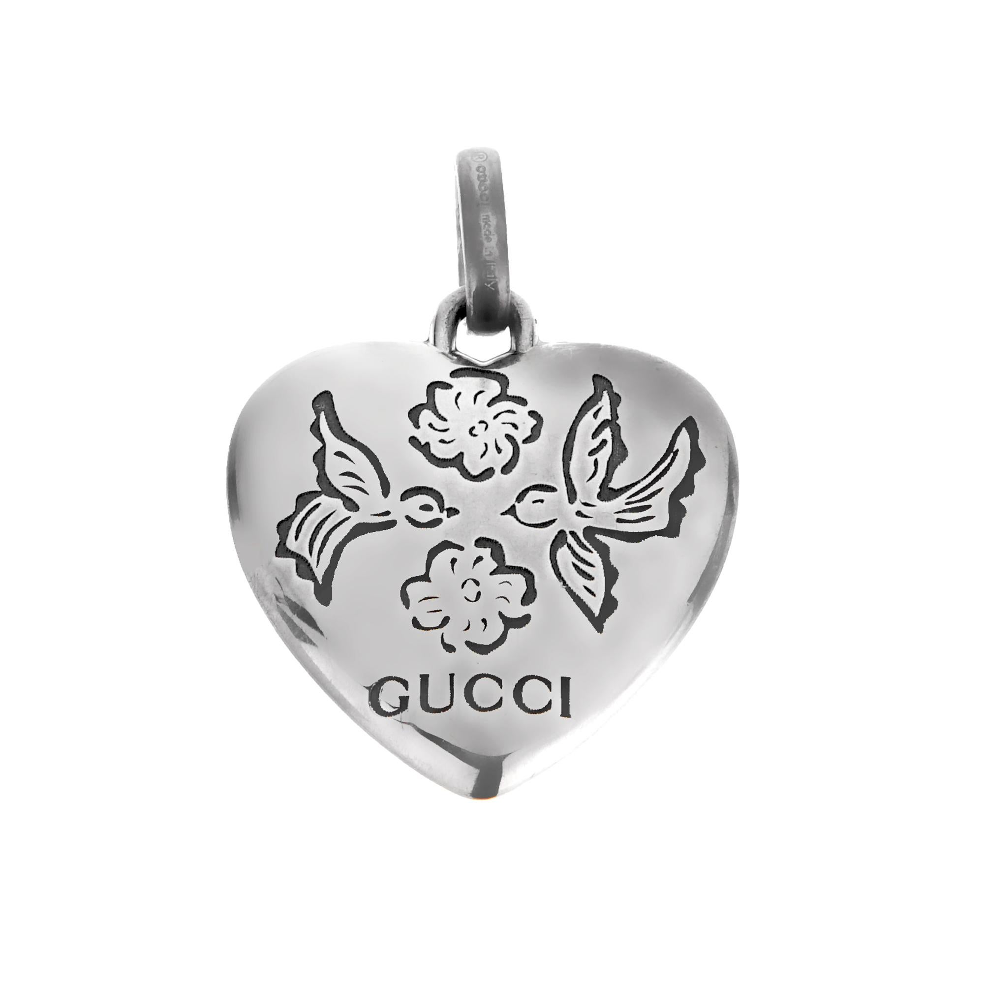 Ciondolo a forma di cuore in argento Sterling di Gucci - 