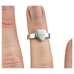 Used Gucci sterling silver heart trademark ring, boxed 