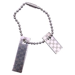 Gucci Sterling Silver Icon GG Double Tags Key Ring Keychain