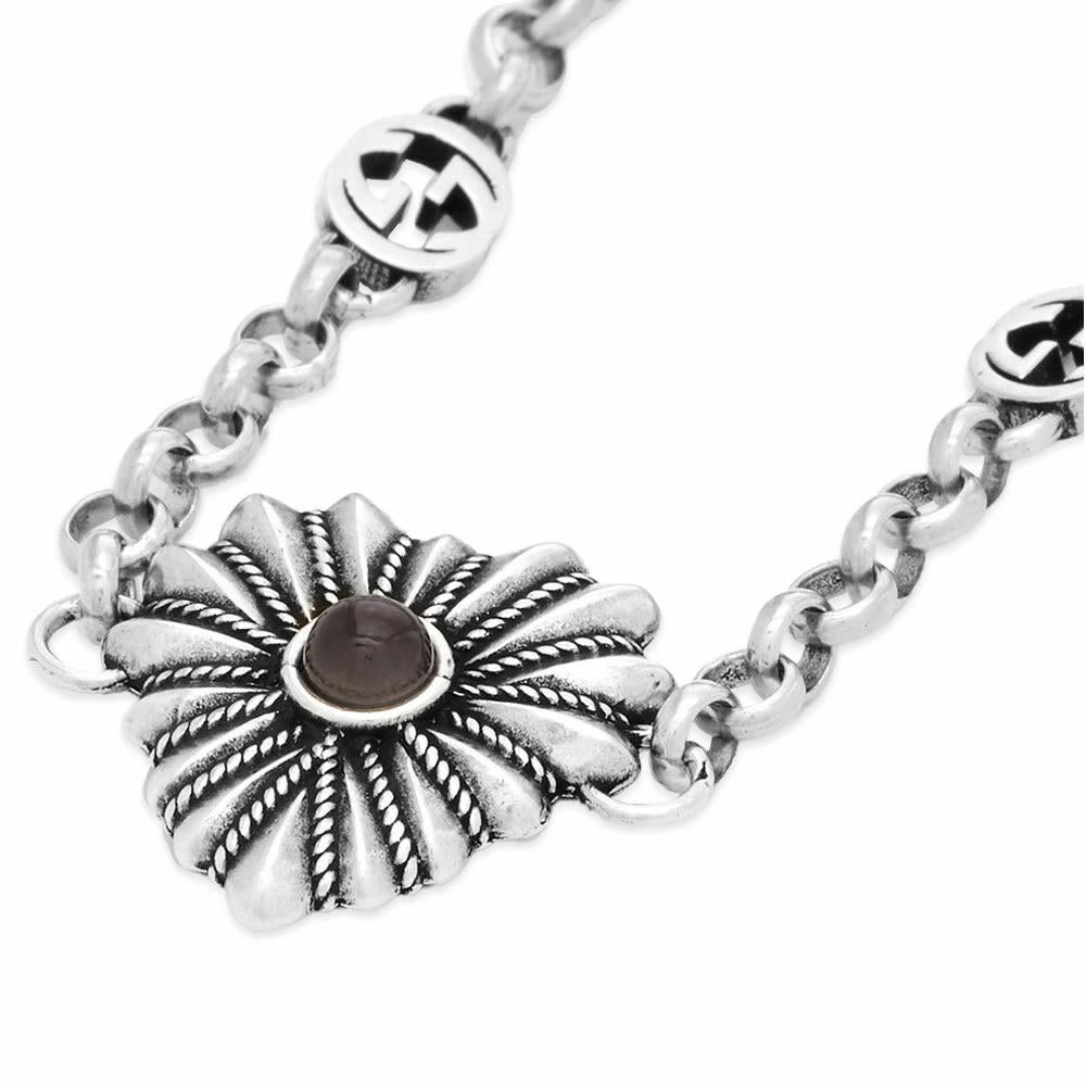 Gucci Sterling Silver Interlocker G Heart Pendant Bracelet In New Condition For Sale In Montreal, Quebec