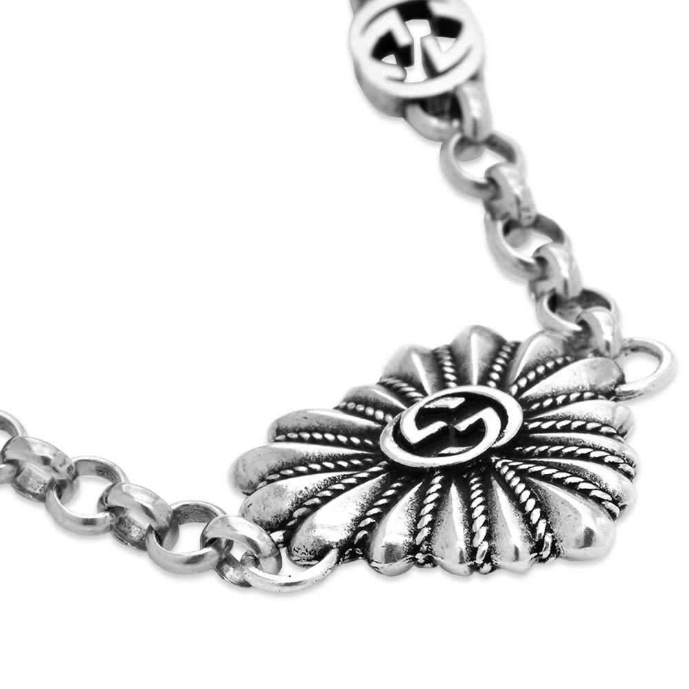 Women's or Men's Gucci Sterling Silver Interlocker G Heart Pendant Bracelet For Sale