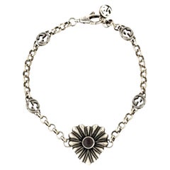 Gucci Sterling Silver Interlocker G Heart Pendant Bracelet
