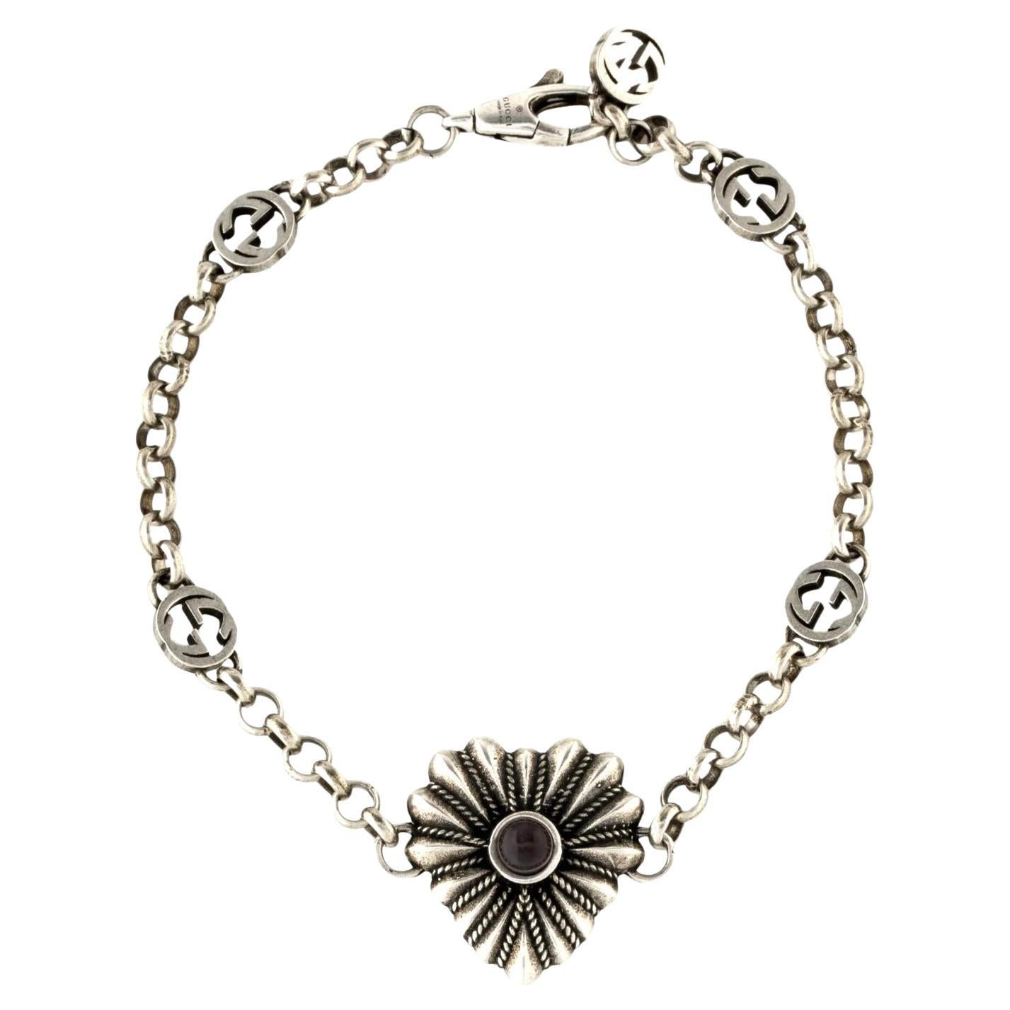 GUCCI STERLING SILVER INTERLOCKER G PENDANT BRACELET

Color: Aged silver / this hardware finish is color Ruthenium
Material: Sterling silver 
Model No. 731193 J8400
Marks: Ag 925 17, Gucci Signature, Made in Italy
Total Item Weight (g): 11.0
Clasp