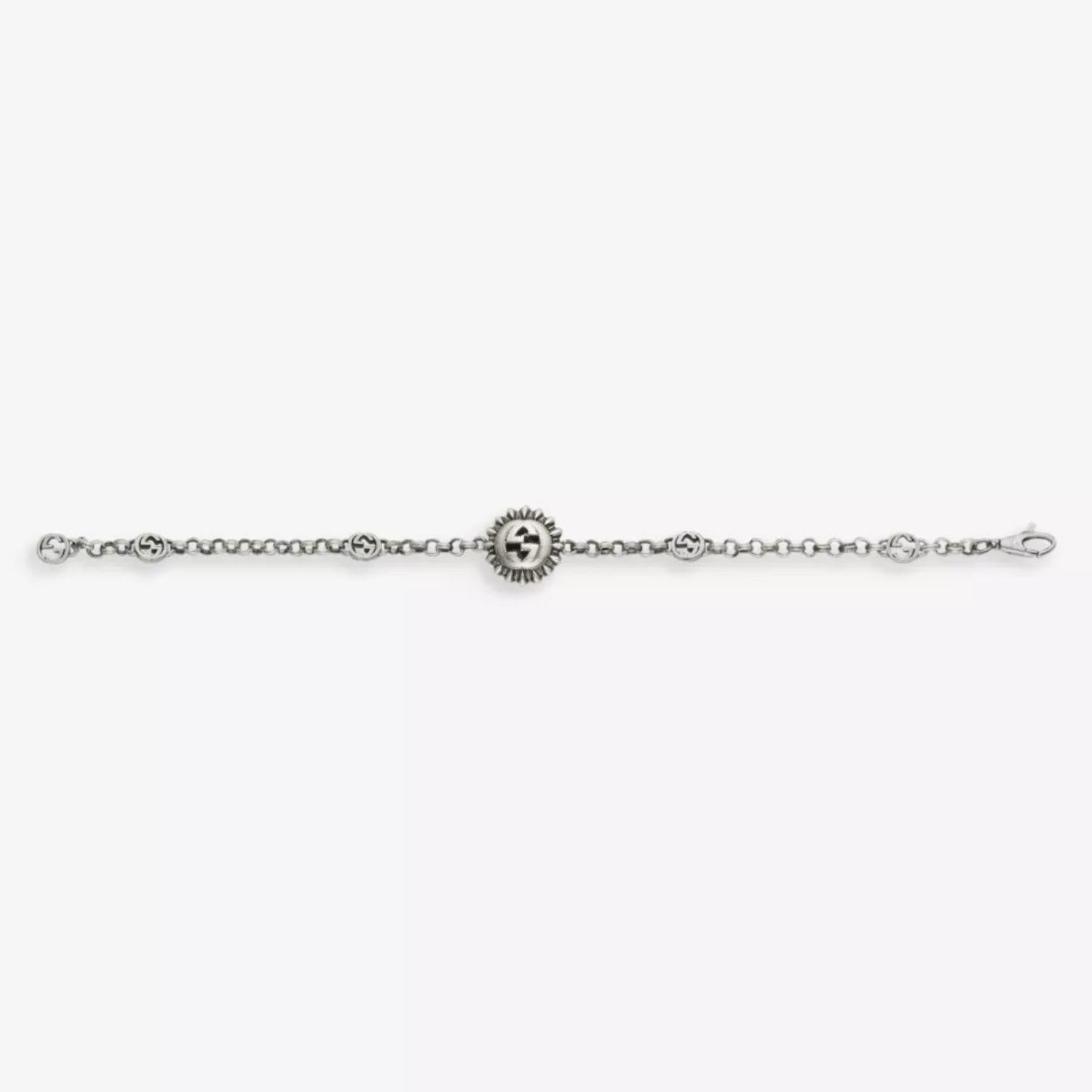 Women's or Men's Gucci Sterling Silver Interlocker G Pendant Bracelet For Sale