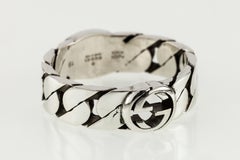 Gucci Sterling Silver Interlocking G Band Ring with Box & Pouch