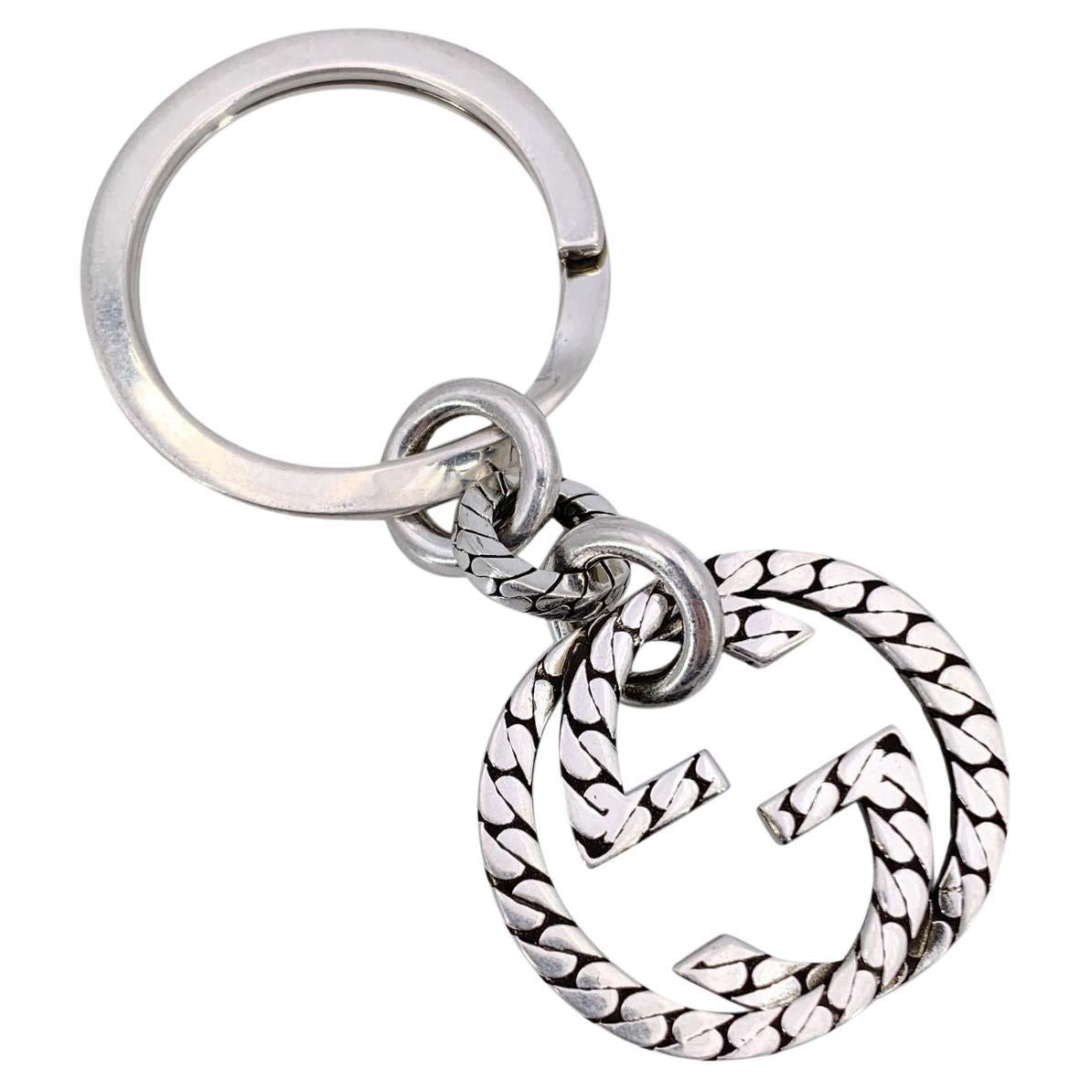 Gucci Sterling Silver Interlocking GG Keyring Key Ring Holder