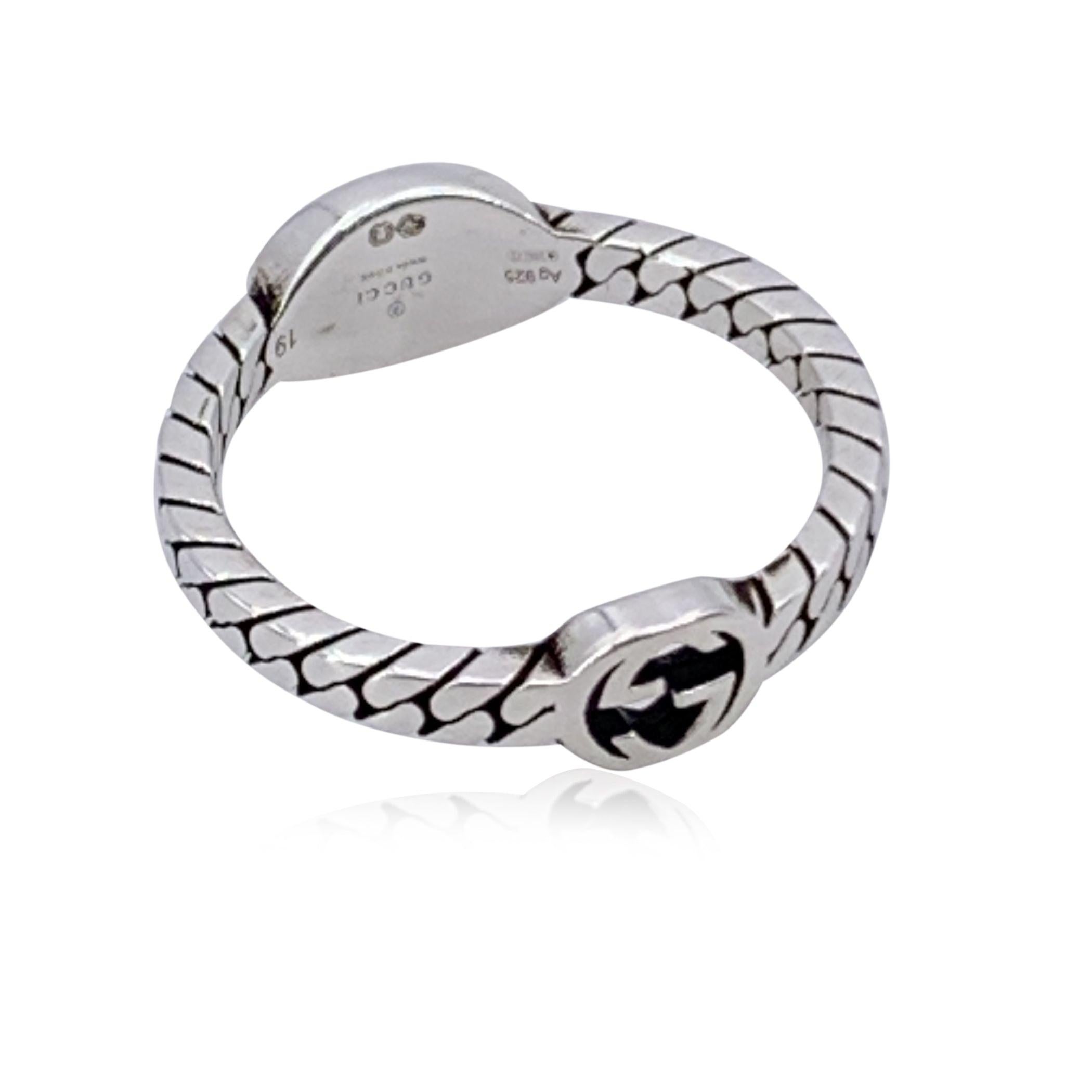 Gucci Sterling Silber Interlocking GG Logo Unisex Ring Größe 19 Damen im Angebot