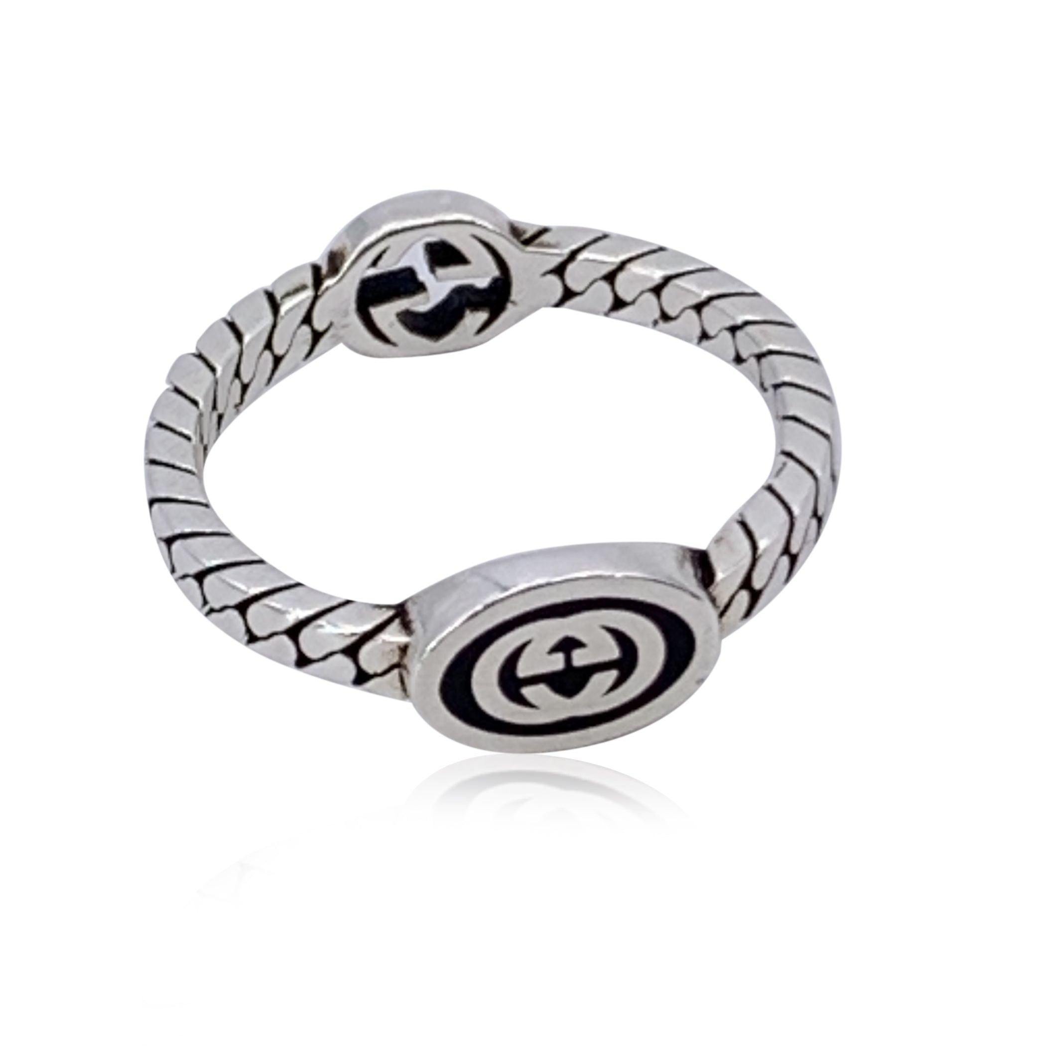 Gucci Sterling Silber Interlocking GG Logo Unisex Ring Größe 19 im Angebot 1