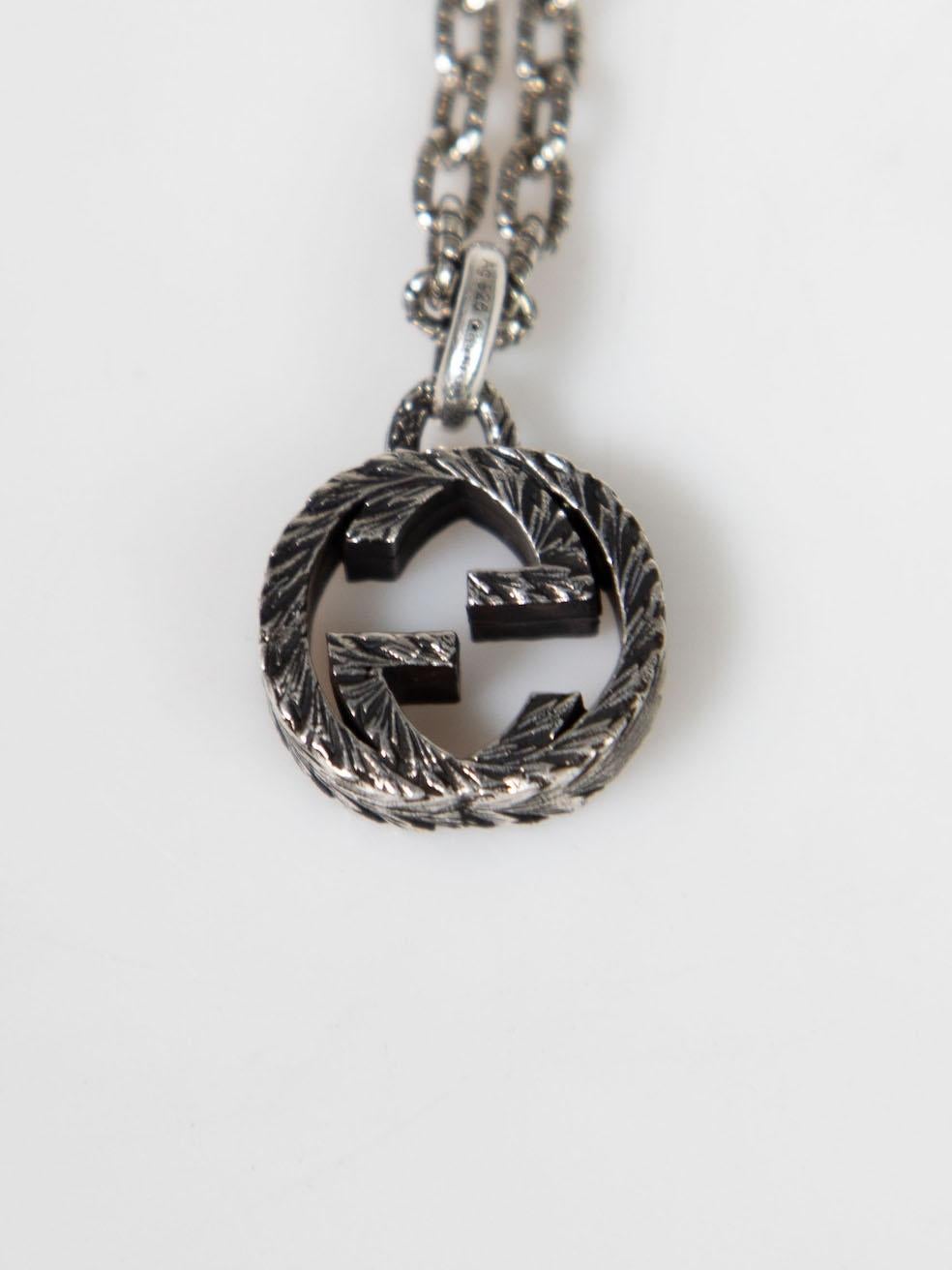 Gucci Sterling Silver Interlocking GG Necklace In Excellent Condition For Sale In London, GB