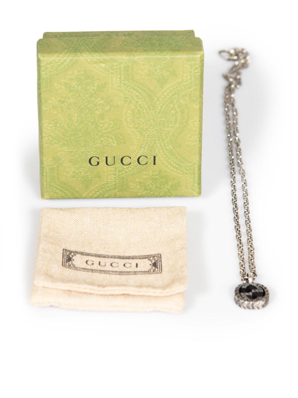 Gucci Sterling Silver Interlocking GG Necklace For Sale 1
