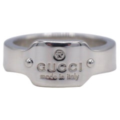 Gucci Sterling Silver Logo Band Ring