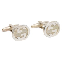 Gemelos con logotipo Gucci de plata de ley