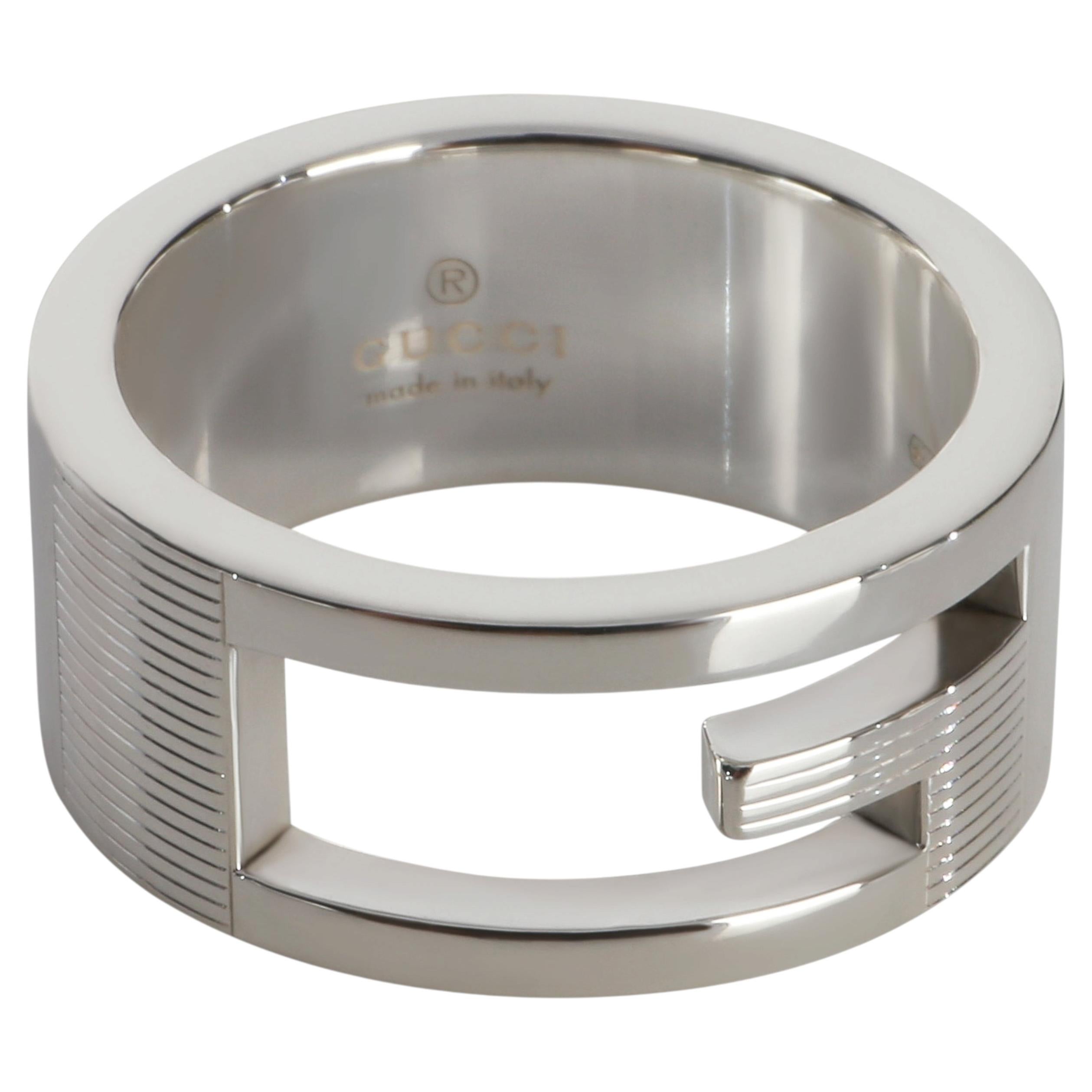 Gucci Sterling Silver  Narrow Cutout G Ring