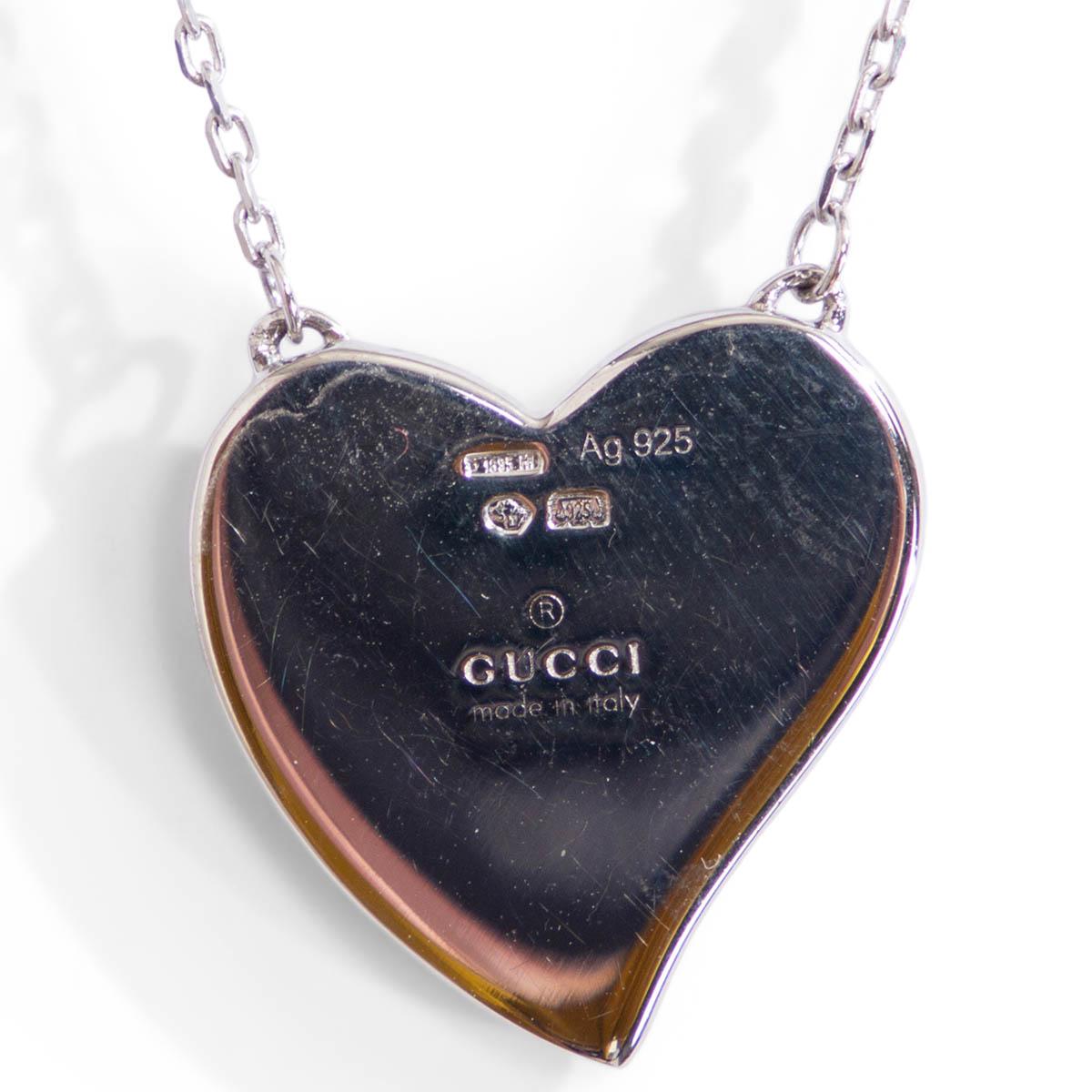 GUCCI sterling silver & red ENAMEL HEART Necklace In Excellent Condition In Zürich, CH
