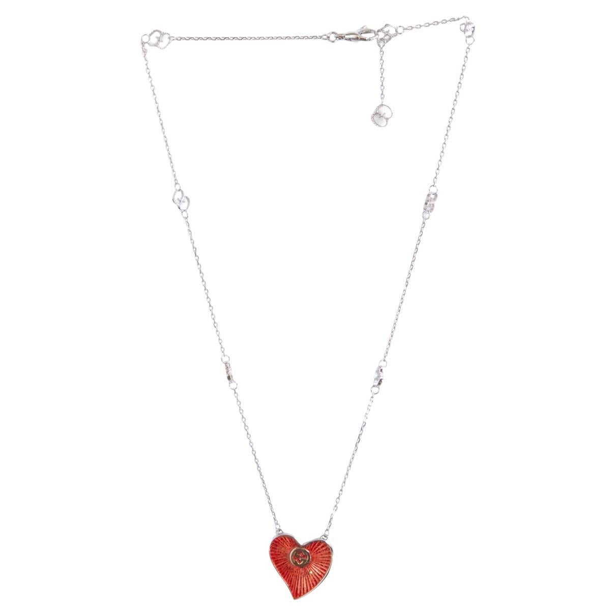 GUCCI sterling silver & red ENAMEL HEART Necklace