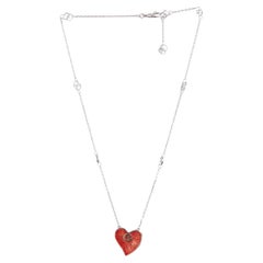 GUCCI ENAMEL HEART-Halskette aus Sterlingsilber und rot