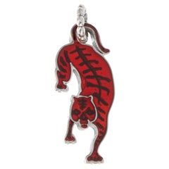 Gucci Sterling Silver Red Enamel Tiger Pendant