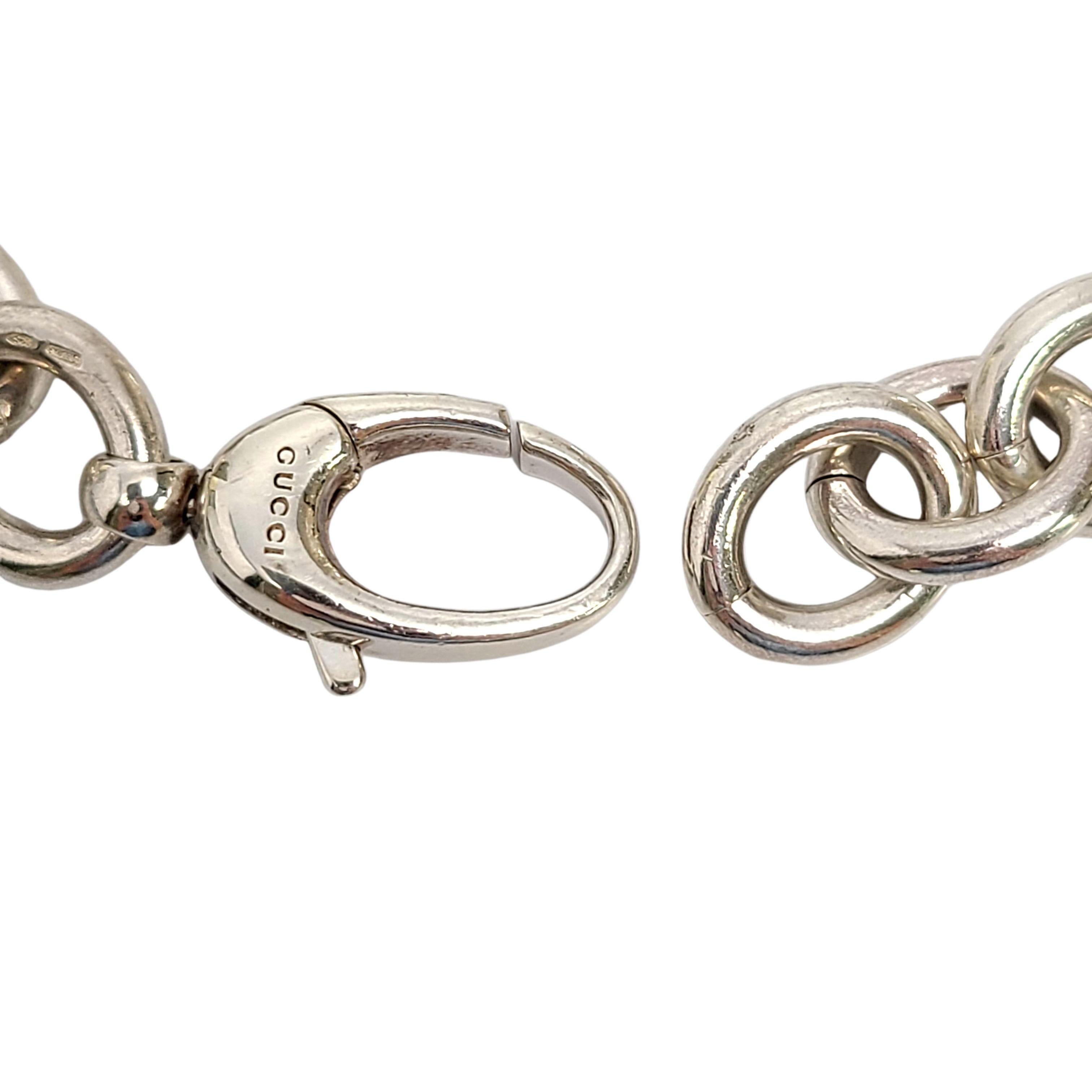 Gucci Sterling Silver Rolo Link Bracelet with Two Dog Tags In Good Condition In Washington Depot, CT