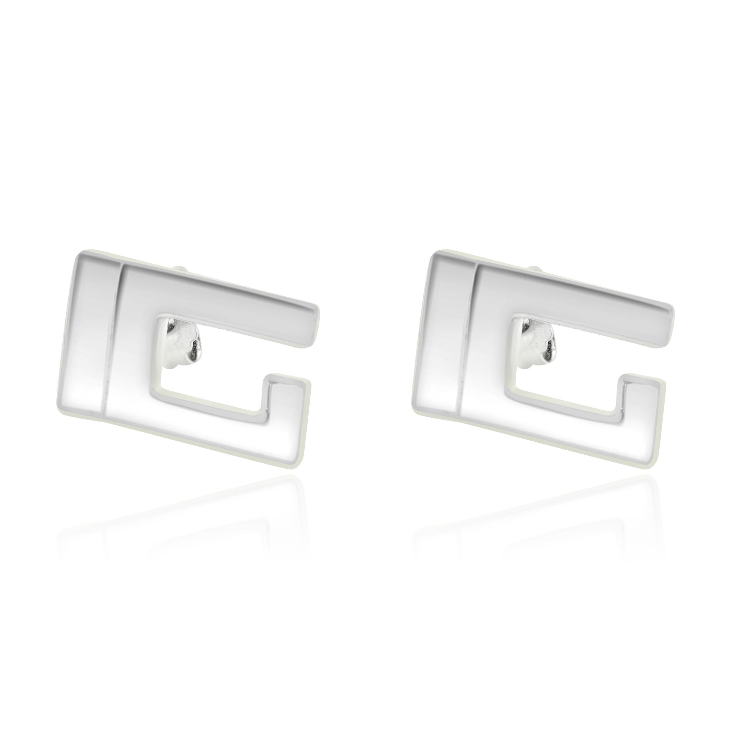 Women's or Men's Gucci Sterling Silver Signature Logo Earrings For Sale