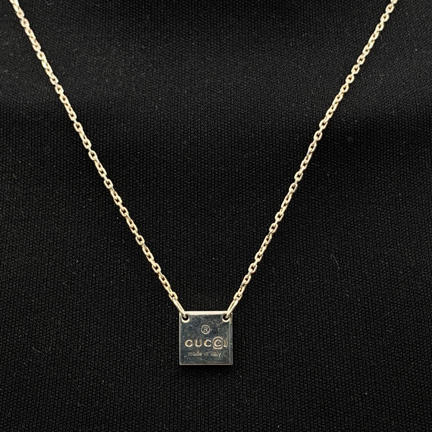 gucci silver square pendant necklace