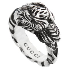 Gucci Sterling Silver Tiger Head Ring Sz 10 1/2