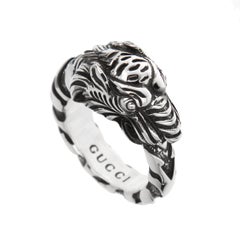 Gucci Sterling Silver Tiger Head Ring Sz 10