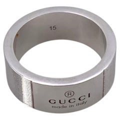 Gucci Sterling Silver Trademark Band Ring Size 15