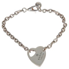 Gucci Sterling Silver  Trademark Heart Charm Bracelet
