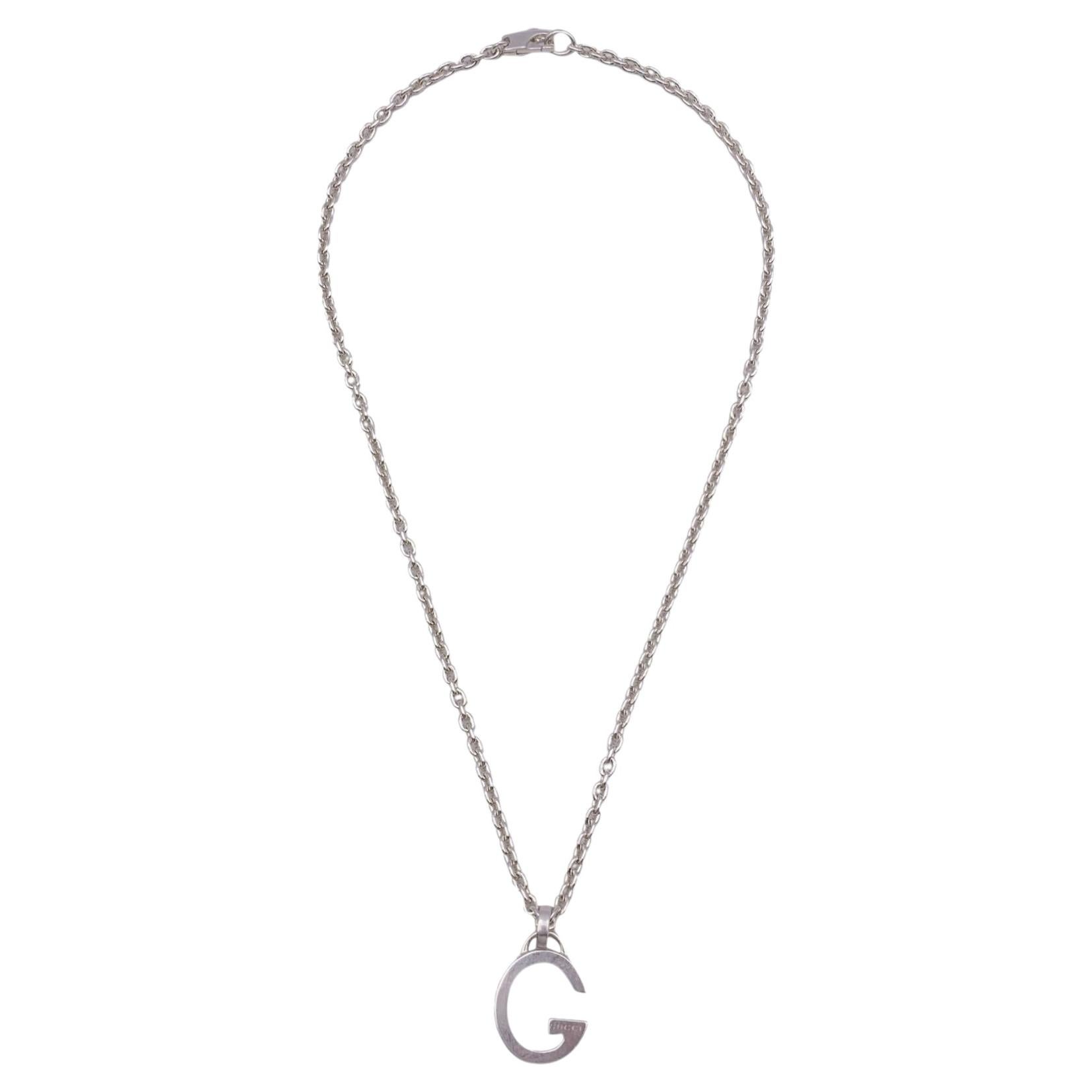 Gucci Sterling Silver Unisex G Letter Pendant Chain Necklace