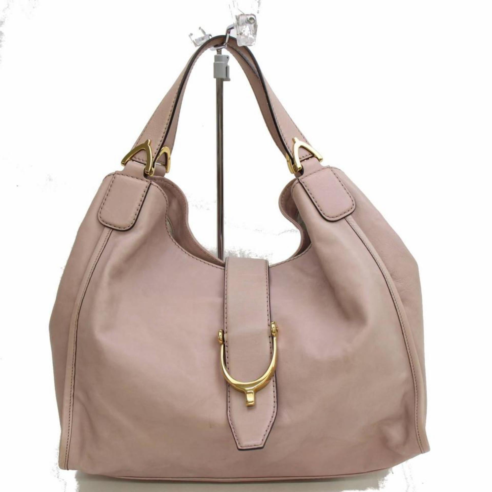 Gucci Stirrup Brocade Hobo 867302 Pink Leather Shoulder Bag For Sale 5