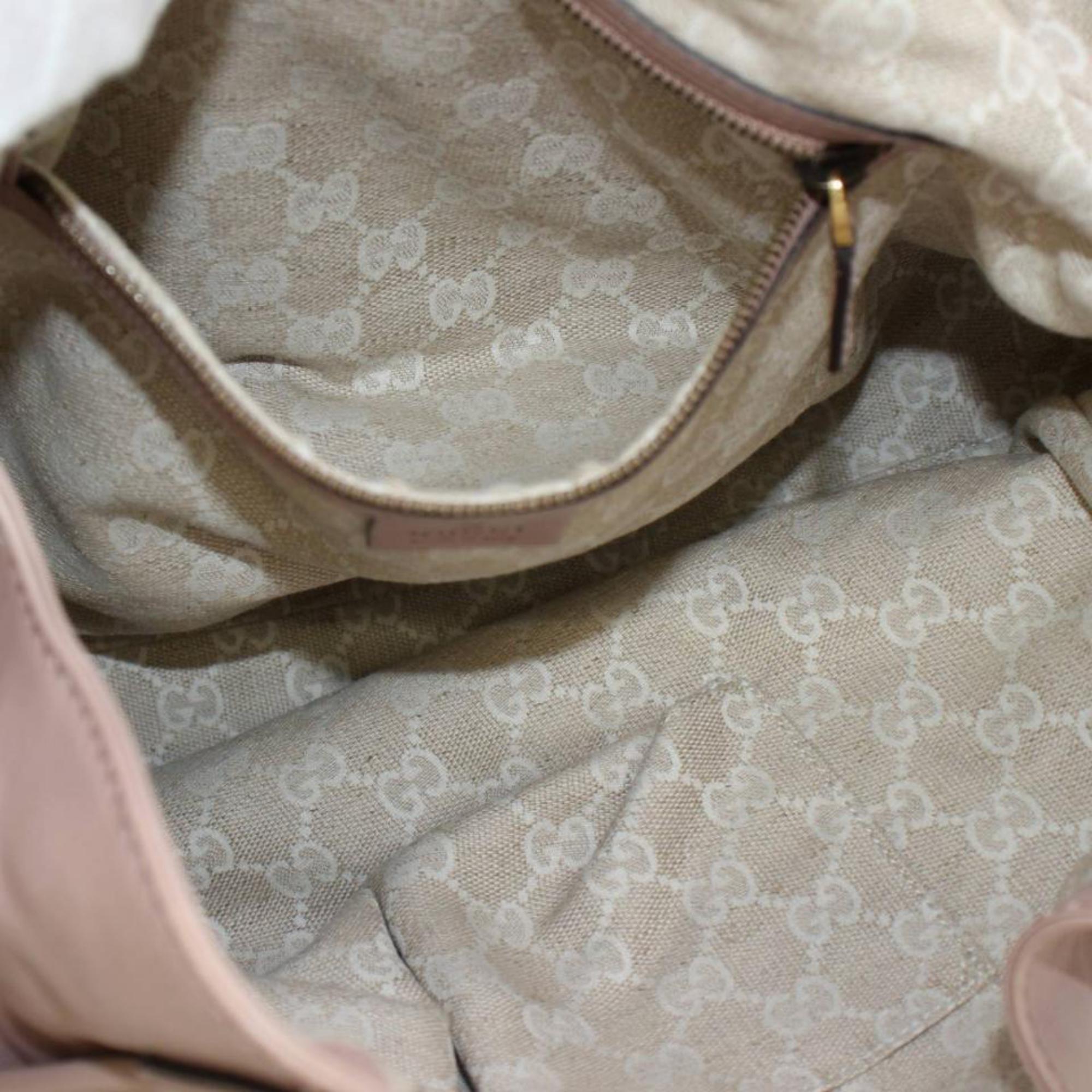 Gucci Stirrup Brocade Hobo 867302 Pink Leather Shoulder Bag In Good Condition For Sale In Forest Hills, NY