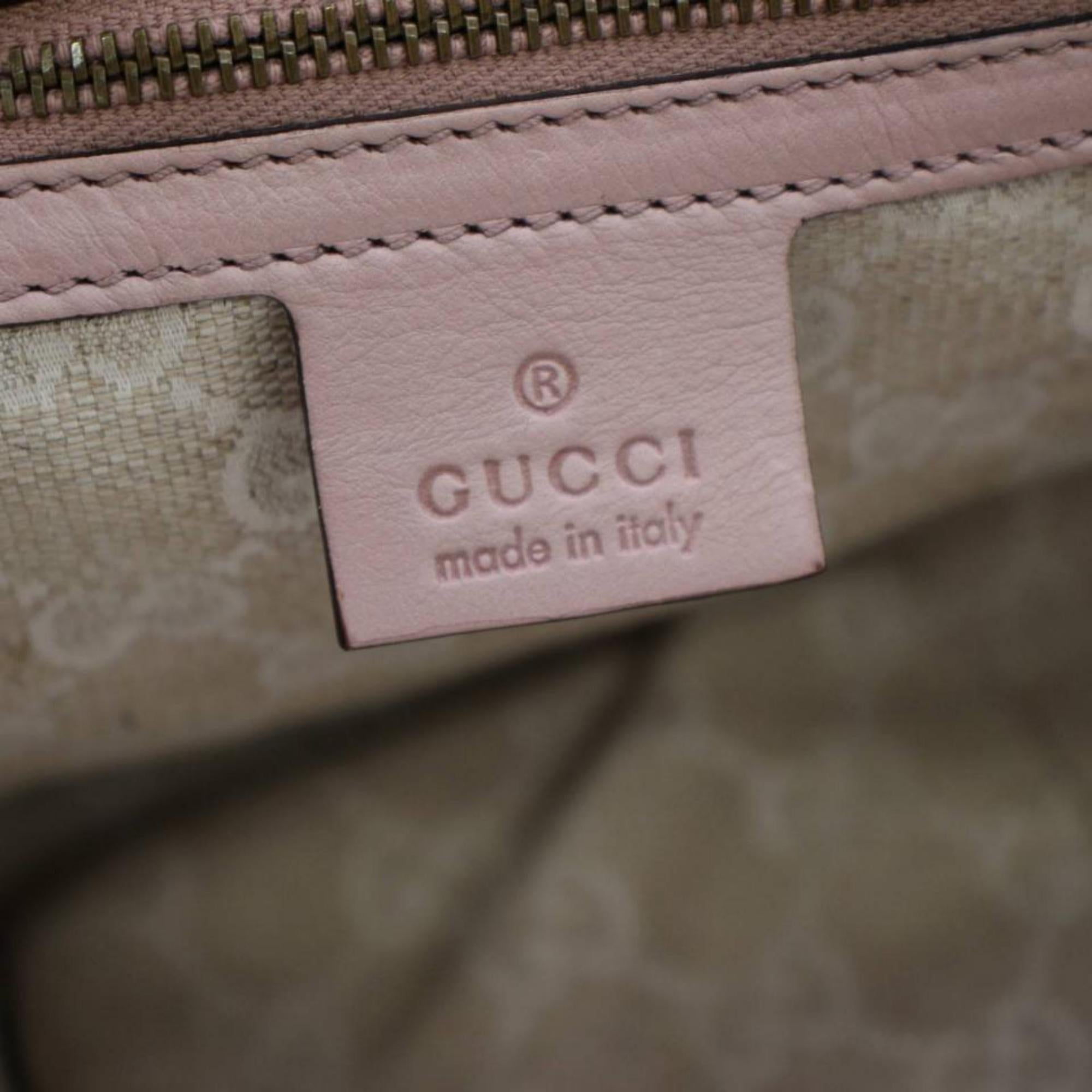 Women's Gucci Stirrup Brocade Hobo 867302 Pink Leather Shoulder Bag For Sale
