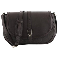 Gucci Stirrup Flap Crossbody Bag Coated Canvas with Leather Medium