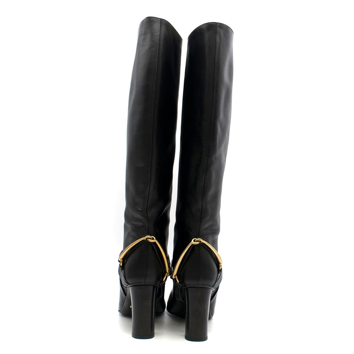 Black Gucci stirrup-heel leather boots US 8